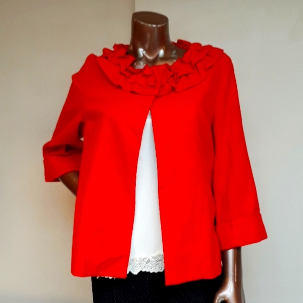 Classic Frenz Red Linen Contemp Blazer